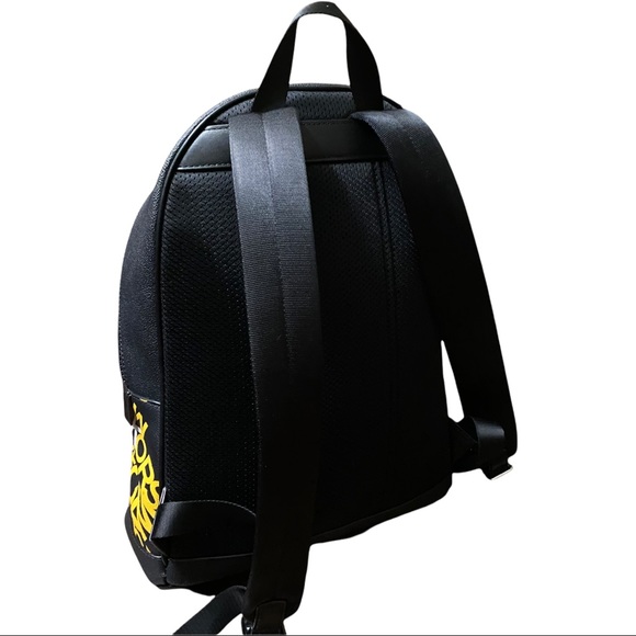 New Authentic Michael Kors Backpack Black with yellow letters Unisex - Picture 6 of 11